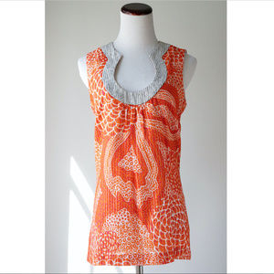 TRINA TURK Orange Cream Metallic Tank Top Blouse